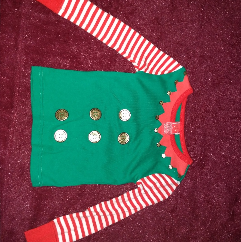 Christmas elf pj top and bottoms